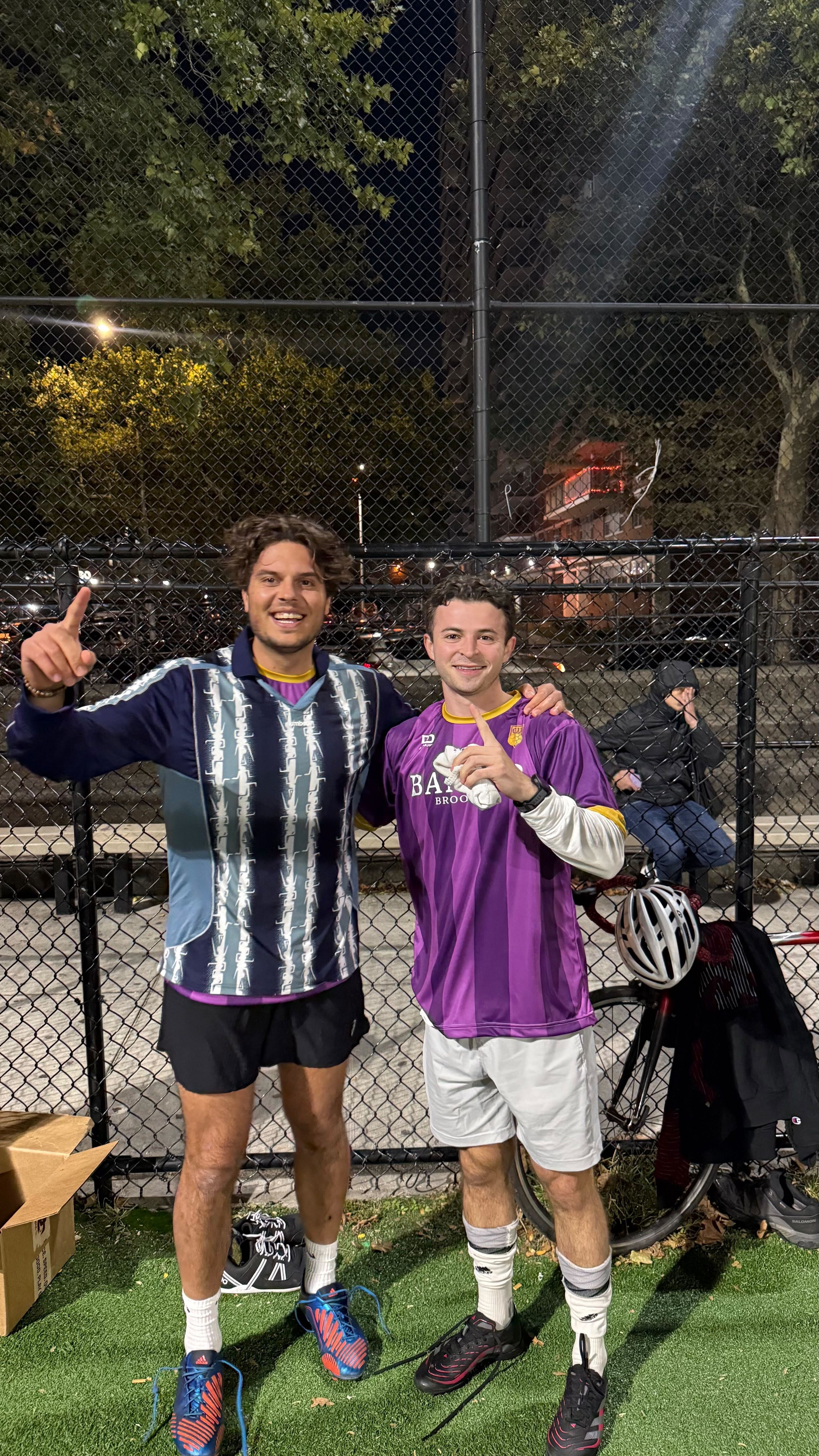 Alex and Kyle playing soccer